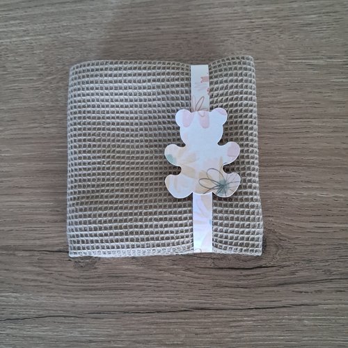 Essuie-mains carré en tissu mini nid d'abeilles 100 % coton - "beige caramel"