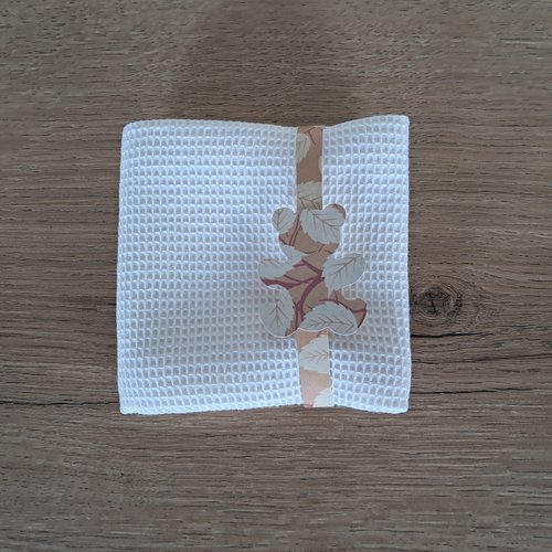 Essuie-mains carré en tissu mini nid d'abeilles 100 % coton - ecru