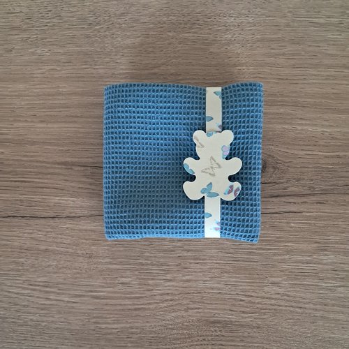 Essuie-mains carré en tissu mini nid d'abeilles 100 % coton - bleu pigeon