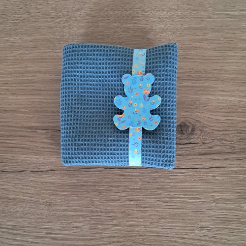 Essuie-mains carré en tissu mini nid d'abeilles 100 % coton - bleu pigeon