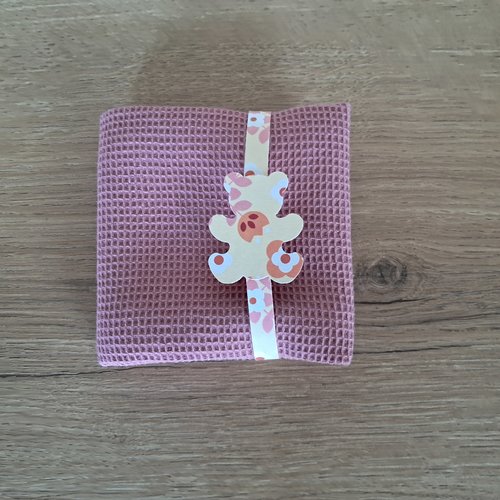 Essuie-mains carré en tissu mini nid d'abeilles 100 % coton - vieux rose