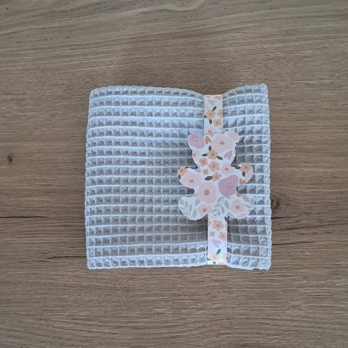 Essuie-mains carré en tissu mini nid d'abeilles 100 % coton - gris clair