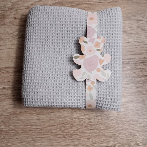 Essuie-mains carré en tissu mini nid d'abeilles 100 % coton - gris clair