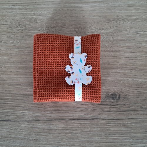 Essuie-mains carré en tissu mini nid d'abeilles 100 % coton - terracotta