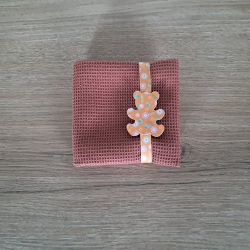 Essuie-mains carré en tissu mini nid d'abeilles 100 % coton - terracotta