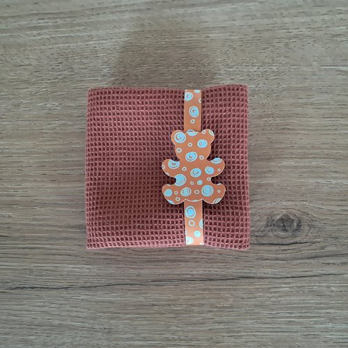 Essuie-mains carré en tissu mini nid d'abeilles 100 % coton - terracotta