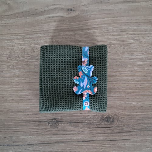 Essuie-mains carré en tissu mini nid d'abeilles 100 % coton - olive foncé