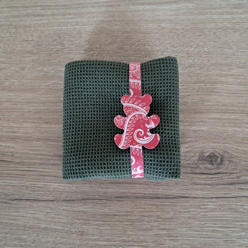 Essuie-mains carré en tissu mini nid d'abeilles 100 % coton - olive foncé