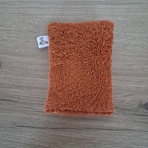 Eponge vaisselle - tissu eponge et mini nid d'abeilles - terracotta/ecru