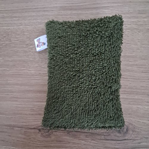 Eponge vaisselle - tissu eponge et mini nid d'abeilles - olive foncé/ecru