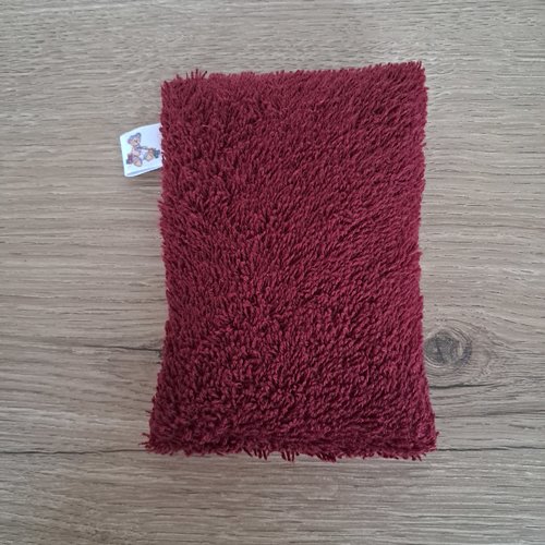 Eponge vaisselle - tissu eponge et mini nid d'abeilles - bordeaux/ecru