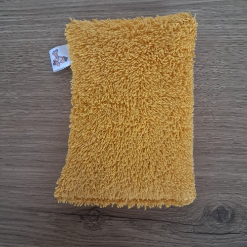 Eponge vaisselle -  tissu eponge et mini nid d'abeilles - curry