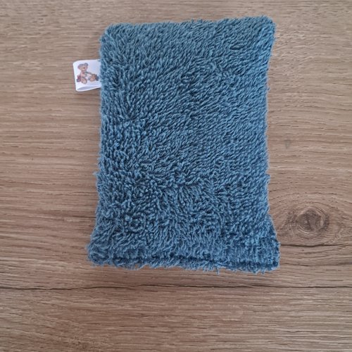 Eponge vaisselle -  tissu eponge et mini nid d'abeilles - bleu pigeon