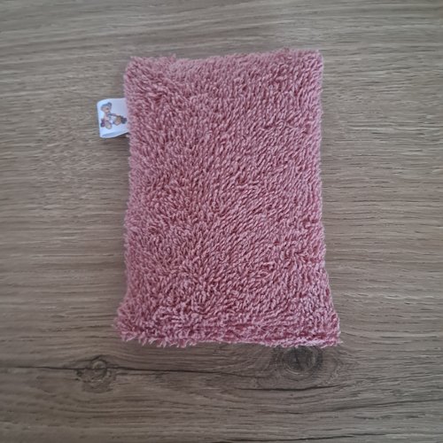 Eponge vaisselle -  tissu eponge et mini nid d'abeilles - vieux rose
