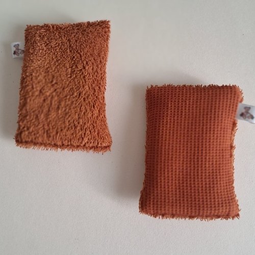 Eponge à vaisselle -  tissu eponge et mini nid d'abeilles - terracotta