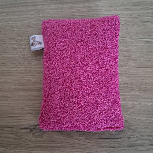 Eponge vaisselle -  tissu micro eponge de bambou et mini nid d'abeilles - fushia/ecru