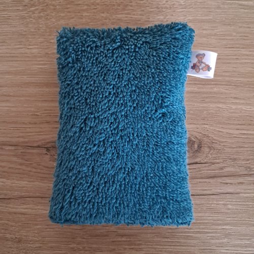 Eponge vaisselle - tissu eponge et mini nid d'abeilles - pétrole/ecru