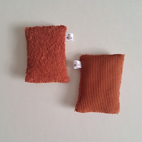 Eponge à vaisselle -  tissu eponge et mini nid d'abeilles - terracotta