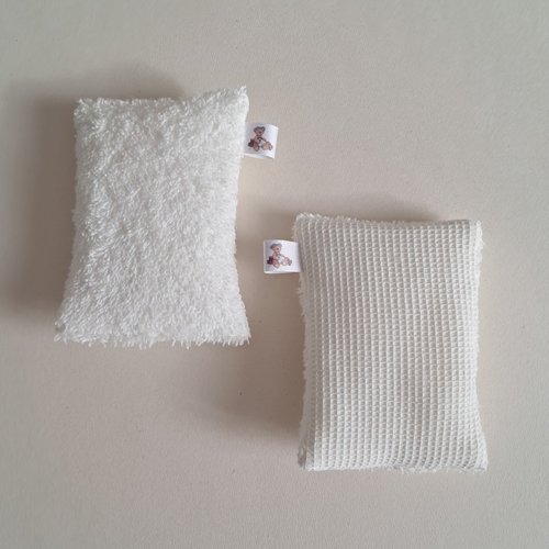 Eponge à vaisselle -  tissu eponge et mini nid d'abeilles - ecru