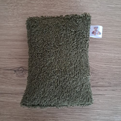 Eponge vaisselle -  tissu eponge et mini nid d'abeilles - olive foncé