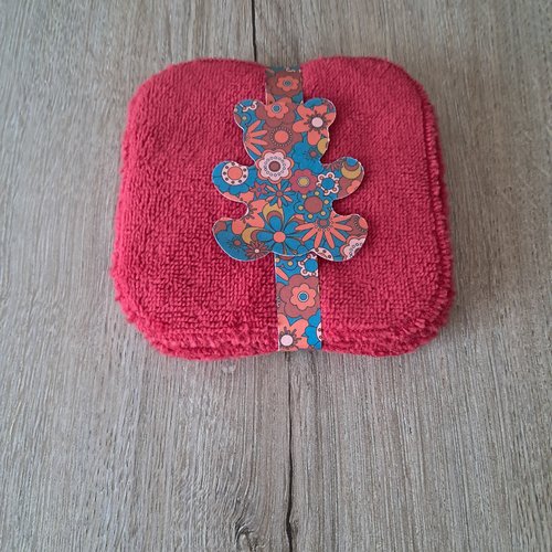 Lingettes lavables tissu micro éponge de bambou douillet - rouge - lot de 7
