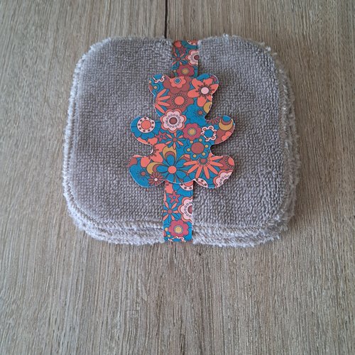 Lingettes lavables tissu micro éponge de bambou douillet - beige foncé - lot de 7