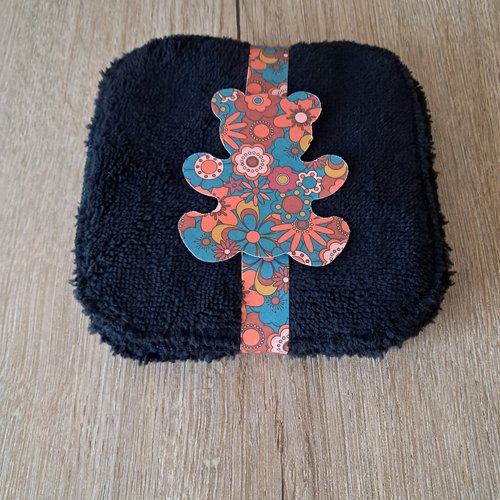 Lingettes lavables tissu micro éponge de bambou douillet - noir - lot de 7