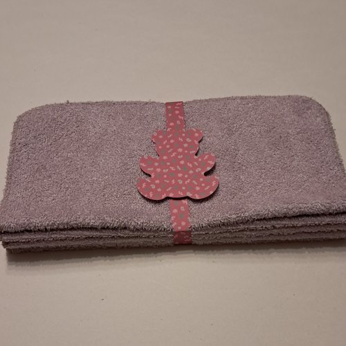 Essuie-tout en tissu micro eponge de bambou - lot de 5  - vieux rose