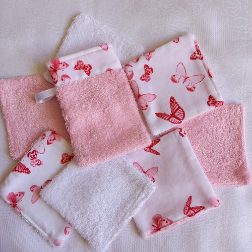 Lingettes lavables + petit gant de toilette - bébé enfant maman