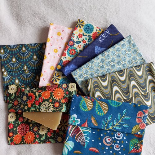 Pochette à savon coton enduit, étui à savon.