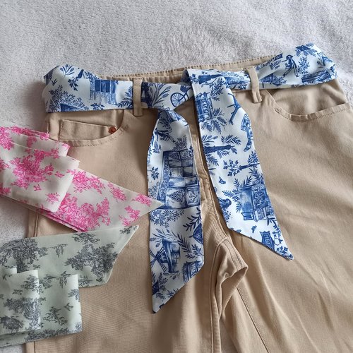 Ceinture, bandeau, headband en tissu, ceinture à nouer, ceinture en tissu, viscose toile de jouy.