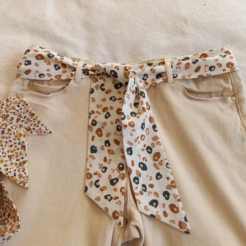 Ceinture bandeau en tissu grand motif léopard, ceinture à nouer, ceinture en tissu coton