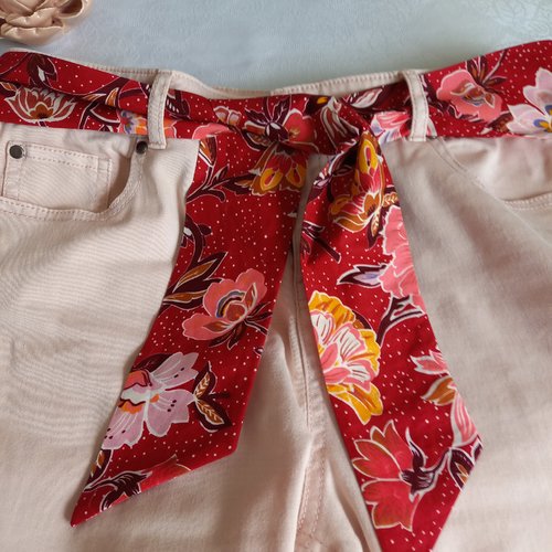 Ceinture, bandeau, headband en tissu, ceinture à nouer, ceinture en tissu, rouge et bordeaux
