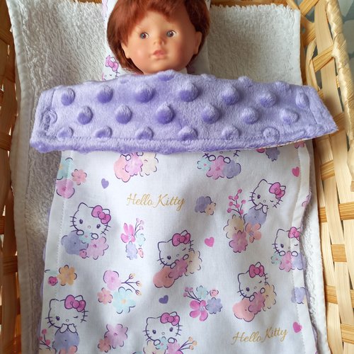 Couette et oreiller hello kitty, parure de lit pour poupée jusqu'à 30 cm