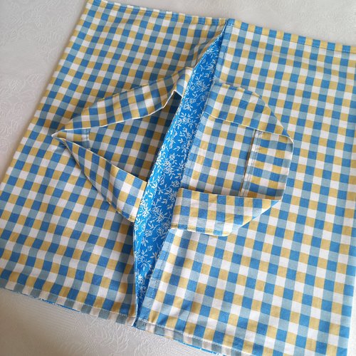 Sac à tarte vichy coton bleu et coton enduit