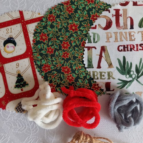 3 couvre pots en tissu de noël, avec liens, étiquettes cadeau, élastiques, 2 tailles au choix