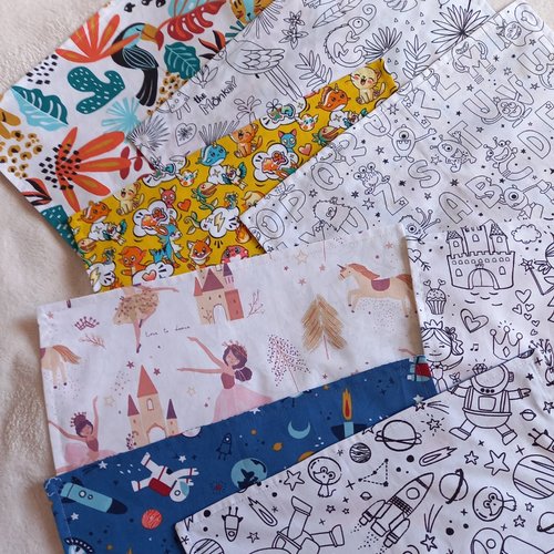 Feuille de coloriage en tissu lavable, set à colorier, tissu à colorier
