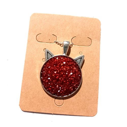 Collier chat strass rouge