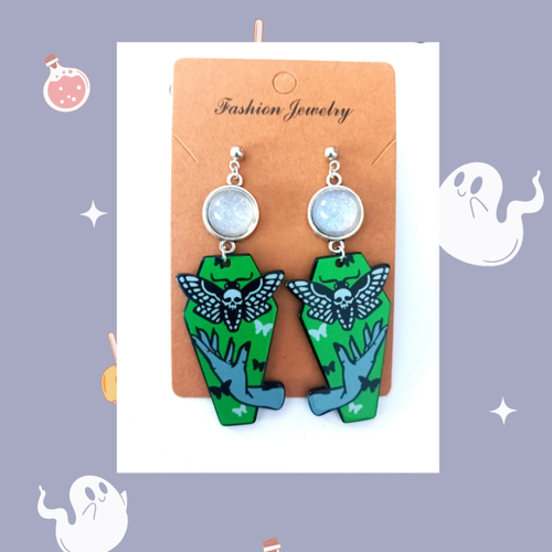 Boucles d'oreilles cercueil vert