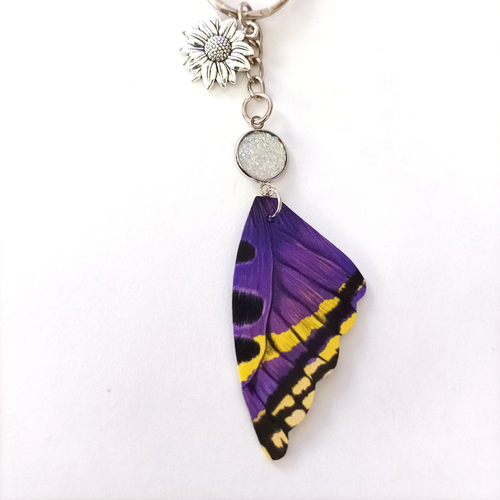 Porté clé papillon violet