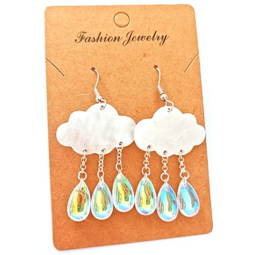 Boucles d'oreilles nuage blanc
