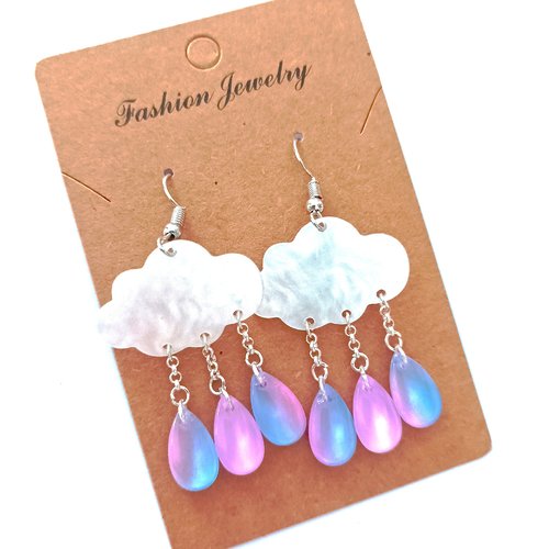 Boucles d'oreilles nuage mauve
