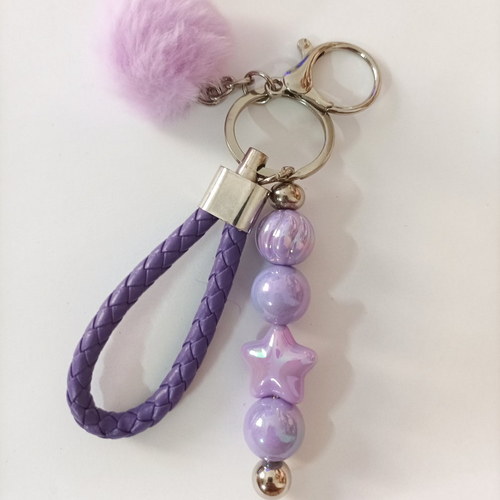 Porte clé/ bijoux de sac étoile violet