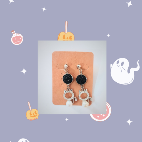 Boucles d'oreilles  petit diable noir