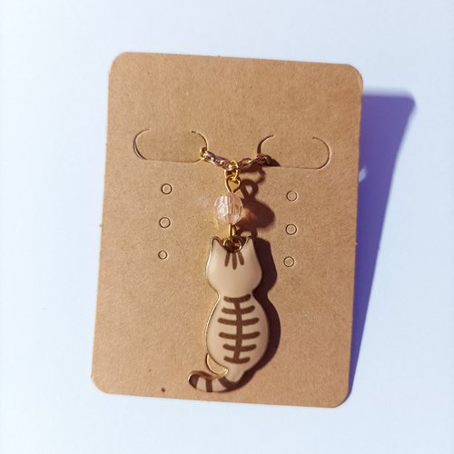 Collier chat roux tigré 2 perle