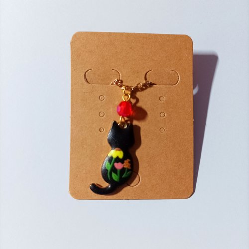Collier chat noir fleurie 2 perle