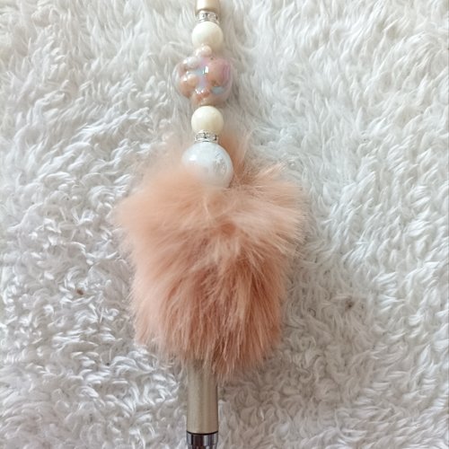Stylo fourrure chat beige