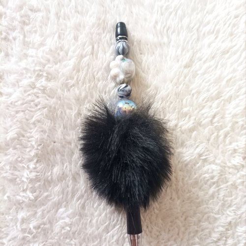 Stylo fourrure chat noir