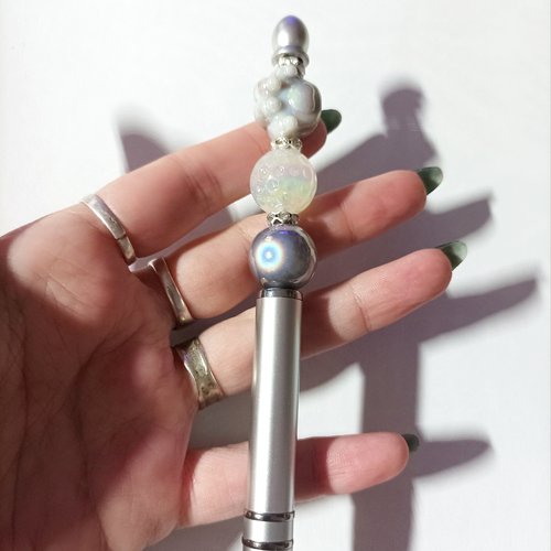 Stylo chat 2 en 1 gris