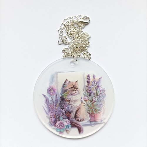 Suspension chat mauve 1